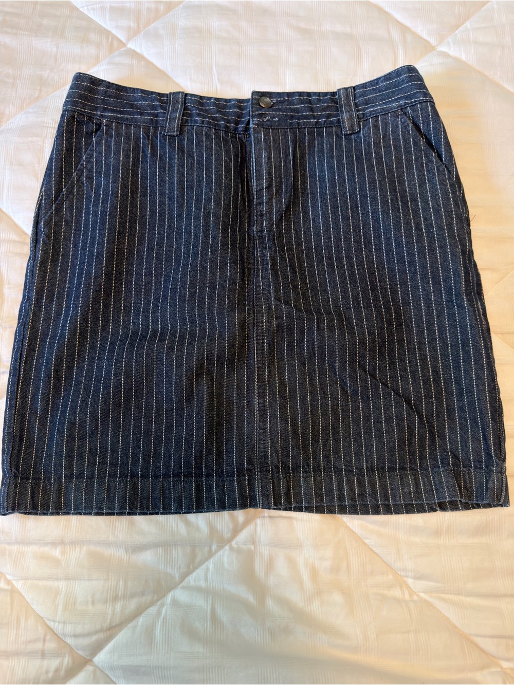 CHAPS Vintage Pinstriped Denim Skirt